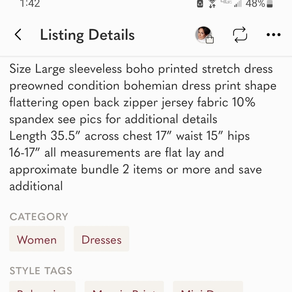 Flying Tomato Mosaic stretch printed dress size L - Picture 4 of 7